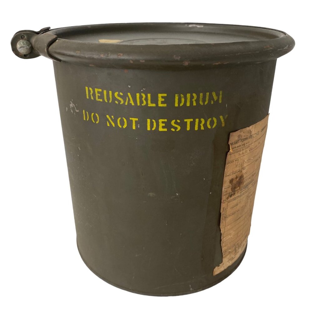 Vietnam era metal drum reusable MS24347-43 aircraft equipment tag 1960